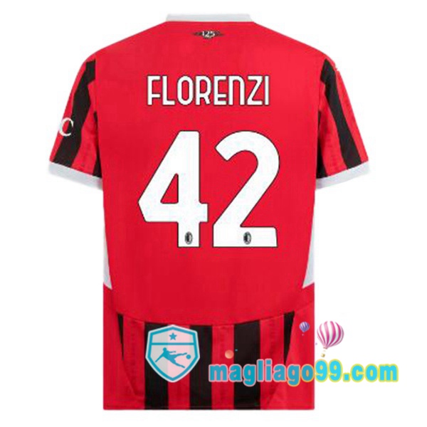 Magliago - Passione Maglie Thai Affidabili Basso Costo Online Shop | Maglia AC Milan (Florenzi 42) Prima Rosso Nero 2024/2025