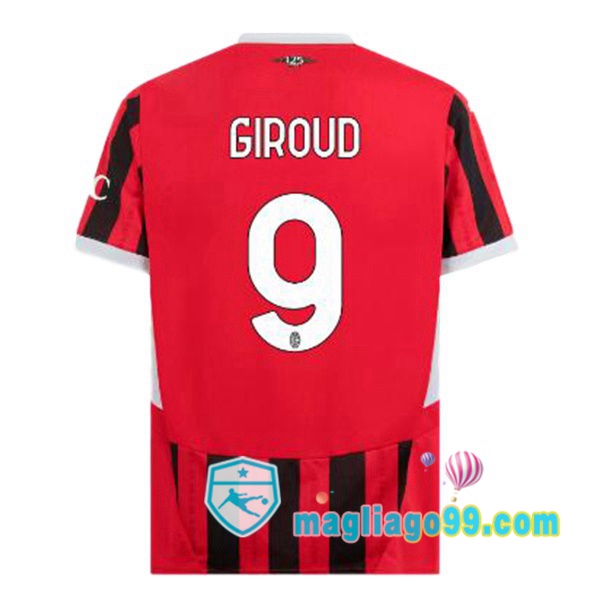 Magliago - Passione Maglie Thai Affidabili Basso Costo Online Shop | Maglia AC Milan (Giroud 9) Prima Rosso Nero 2024/2025