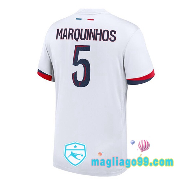 Magliago - Passione Maglie Thai Affidabili Basso Costo Online Shop | Maglia Paris PSG (Marquinhos 5) Seconda Bianco 2024/2025