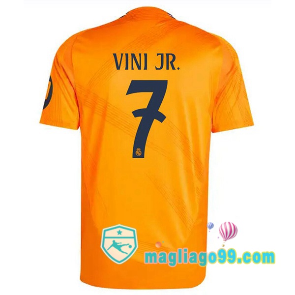 Magliago - Passione Maglie Thai Affidabili Basso Costo Online Shop | Maglia Real Madrid (Vini Jr. 7) Seconda Arancione 2024/2025