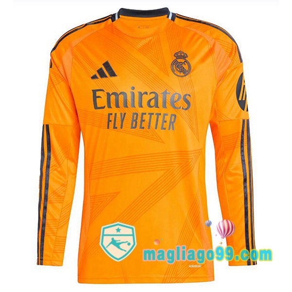 Magliago - Passione Maglie Thai Affidabili Basso Costo Online Shop | Maglia Real Madrid Seconda Maniche Lunghe Arancione 2024/2025