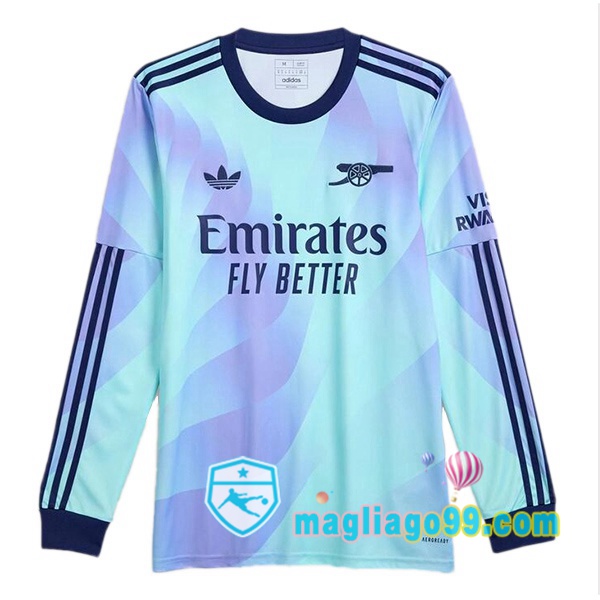 Magliago - Passione Maglie Thai Affidabili Basso Costo Online Shop | Maglia Arsenal Terza Maniche Lunghe Blu 2024/2025