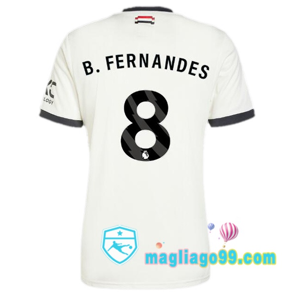 Magliago - Passione Maglie Thai Affidabili Basso Costo Online Shop | Maglia Manchester United (B.Fernandes 8) Terza Bianco 2024/2025