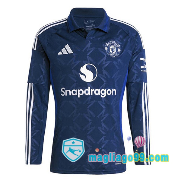 Magliago - Passione Maglie Thai Affidabili Basso Costo Online Shop | Maglia Manchester United Seconda Maniche Lunghe Blu 2024/2025