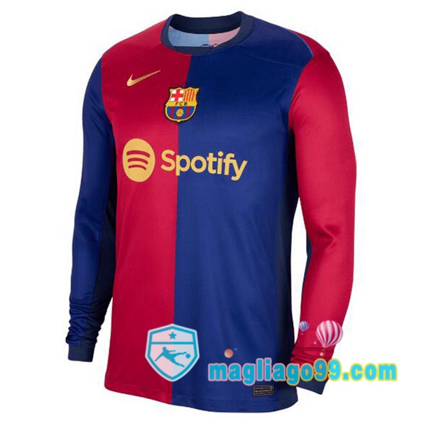 Magliago - Passione Maglie Thai Affidabili Basso Costo Online Shop | Maglia FC Barcellona Prima Spotify Maniche Lunghe Blu Rosso 2024/2025