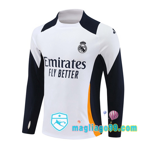 Magliago - Passione Maglie Thai Affidabili Basso Costo Online Shop | Felpa Calcio Real Madrid Bianco Giallo 2024/2025