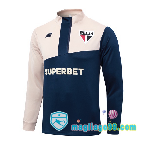 Magliago - Passione Maglie Thai Affidabili Basso Costo Online Shop | Felpa Calcio Sao Paulo FC Blu Royal Giallo 2024/2025