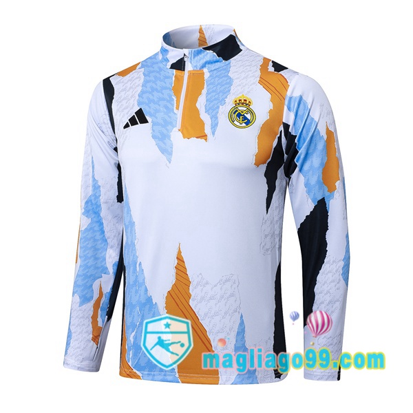 Magliago - Passione Maglie Thai Affidabili Basso Costo Online Shop | Felpa Calcio Real Madrid Bianco Giallo 2025/2026