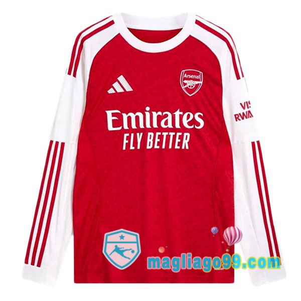 Magliago - Passione Maglie Thai Affidabili Basso Costo Online Shop | Maglia Arsenal Prima Maniche Lunghe Rosso Bianco 2025/2026