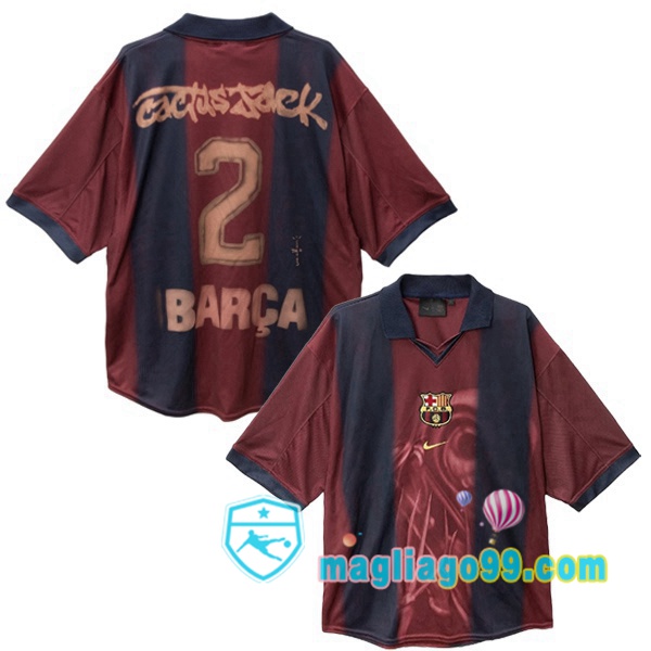 Magliago - Passione Maglie Thai Affidabili Basso Costo Online Shop | Maglia FC Barcellona Retro Travis Scott Edizione Speciale Blu Rosso 2000/2001