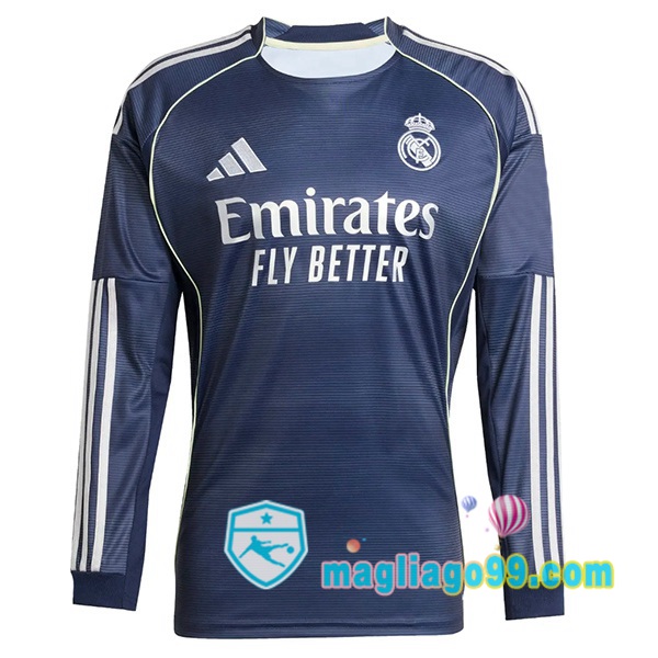 Magliago - Passione Maglie Thai Affidabili Basso Costo Online Shop | Maglia Real Madrid Seconda Maniche Lunghe Blu Royal 2025/2026