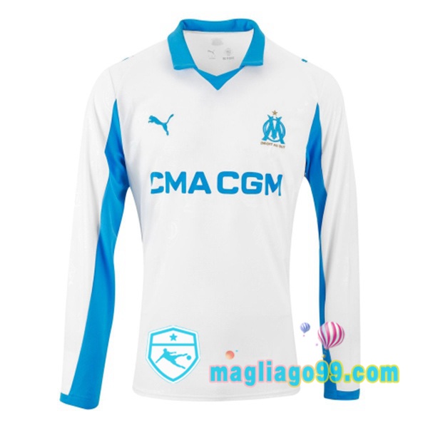 Magliago - Passione Maglie Thai Affidabili Basso Costo Online Shop | Maglia Marsiglia OM Prima Maniche Lunghe Bianco 2025/2026
