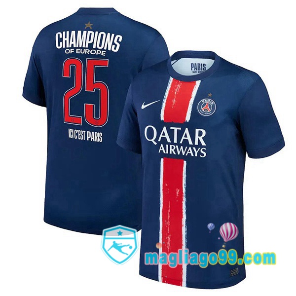 Magliago - Passione Maglie Thai Affidabili Basso Costo Online Shop | 1 Étoiles Maglia Paris PSG UCL Champions 25 Prima Edizione Speciale Blu Royal 2024/2025