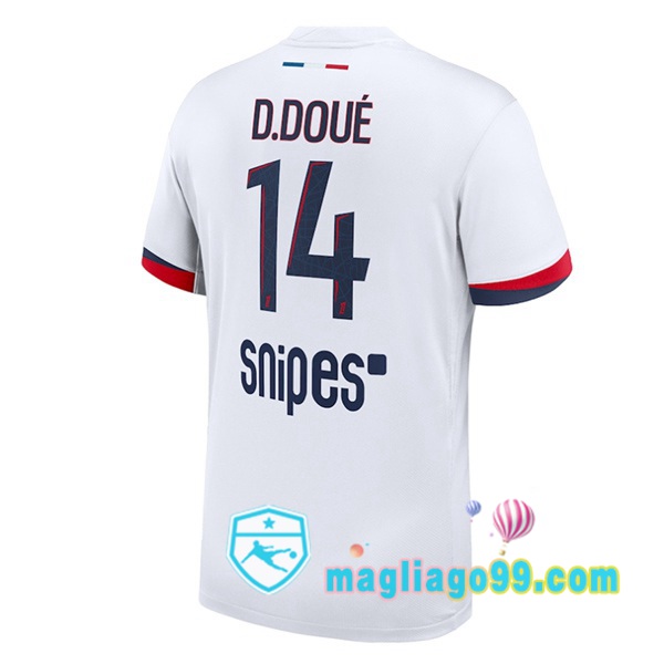 Magliago - Passione Maglie Thai Affidabili Basso Costo Online Shop | Maglia Paris PSG (D. Doué 14) Seconda Bianco 2025/2026