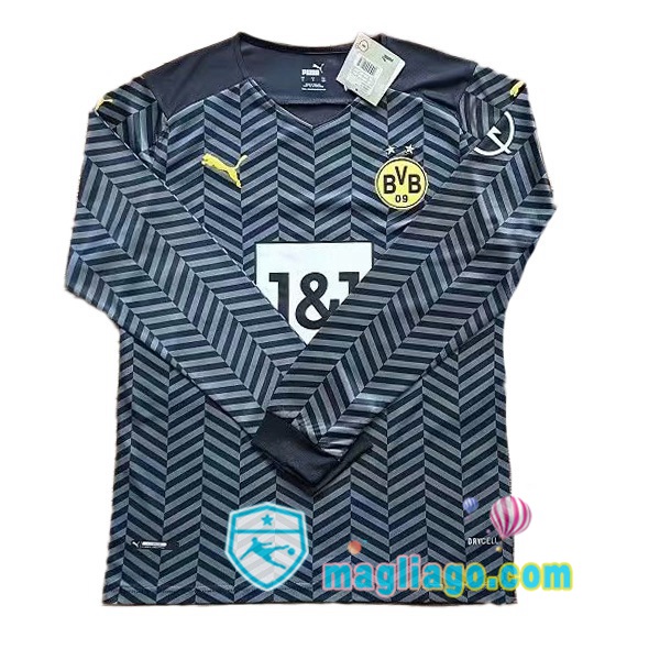 Magliago - Passione Maglie Thai Affidabili Basso Costo Online Shop | Maglia Dortmund BVB Seconda Maniche Lunghe Nero 2021/2022