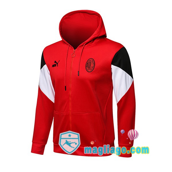 Magliago - Passione Maglie Thai Affidabili Basso Costo Online Shop | Giacca Con Cappuccio AC Milan Rosso 2021/2022