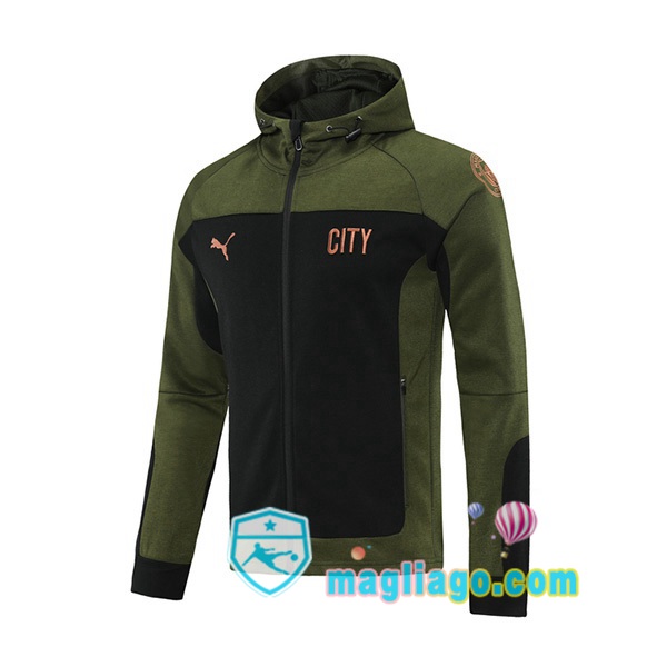 Magliago - Passione Maglie Thai Affidabili Basso Costo Online Shop | Giacca Con Cappuccio Manchester City Verde Nero 2021/2022