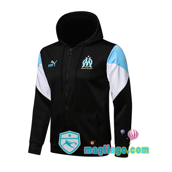Magliago - Passione Maglie Thai Affidabili Basso Costo Online Shop | Giacca Con Cappuccio Marsiglia OM Nero 2021/2022