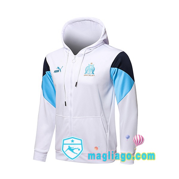 Magliago - Passione Maglie Thai Affidabili Basso Costo Online Shop | Giacca Con Cappuccio Marsiglia OM Bianco 2021/2022