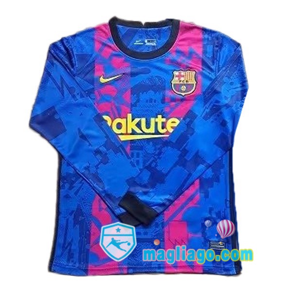 Magliago - Passione Maglie Thai Affidabili Basso Costo Online Shop | Maglia FC Barcellona Terza Maniche Lunghe Blu 2021/2022