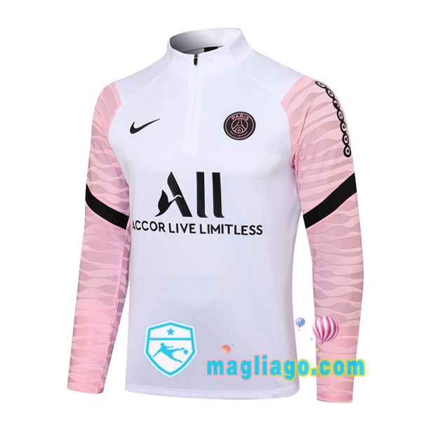 Magliago - Passione Maglie Thai Affidabili Basso Costo Online Shop | Felpa Calcio Paris PSG Bianco Rosa 2021/2022