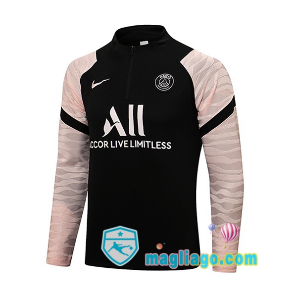 Magliago - Passione Maglie Thai Affidabili Basso Costo Online Shop | Felpa Calcio Paris PSG Nero Rosa 2021/2022