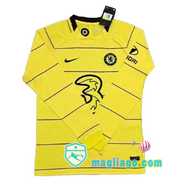 Magliago - Passione Maglie Thai Affidabili Basso Costo Online Shop | Maglia FC Chelsea Seconda Maniche Lunghe Giallo 2021/2022