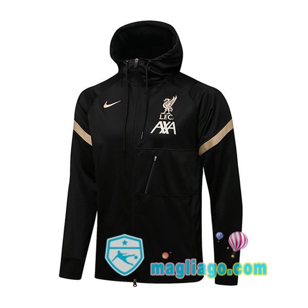 Magliago - Passione Maglie Thai Affidabili Basso Costo Online Shop | Giacca Con Cappuccio FC Liverpool Nero 2021/2022