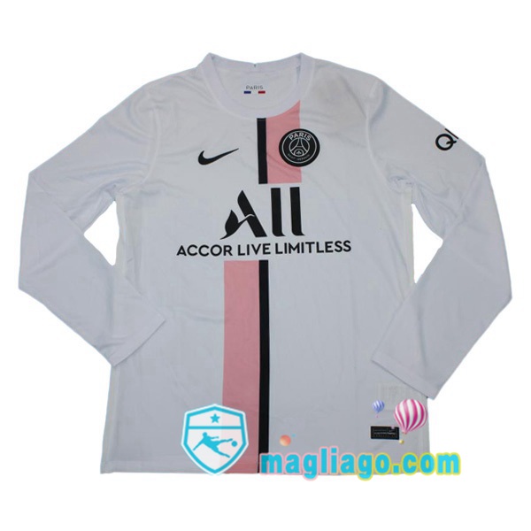 Magliago - Passione Maglie Thai Affidabili Basso Costo Online Shop | Maglia Paris PSG Seconda Maniche Lunghe Bianco 2021/2022
