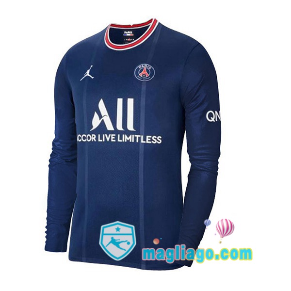 Magliago - Passione Maglie Thai Affidabili Basso Costo Online Shop | Maglia Paris PSG Prima Maniche Lunghe Blu Royal 2021/2022