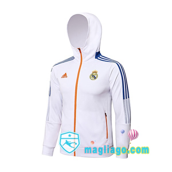 Magliago - Passione Maglie Thai Affidabili Basso Costo Online Shop | Giacca Con Cappuccio Real Madrid Bianco 2021/2022