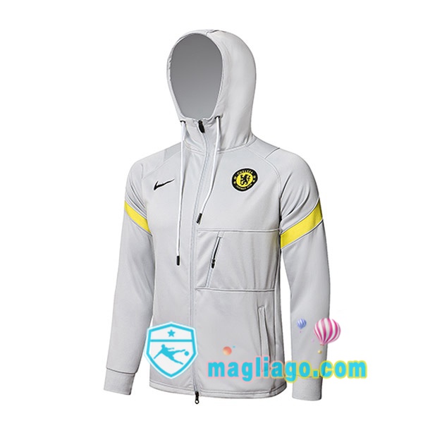 Magliago - Passione Maglie Thai Affidabili Basso Costo Online Shop | Giacca Con Cappuccio FC Chelsea Grigio 2021/2022