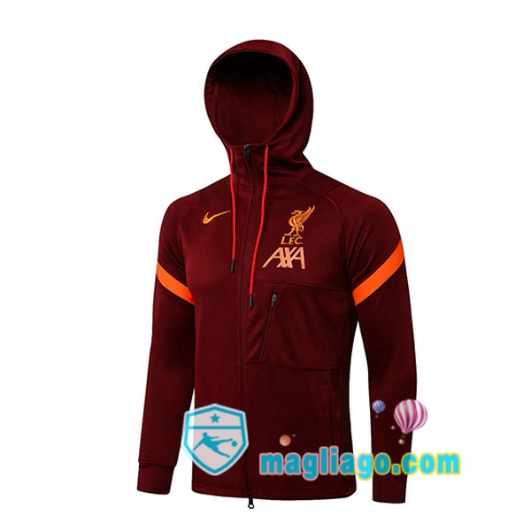 Magliago - Passione Maglie Thai Affidabili Basso Costo Online Shop | Giacca Con Cappuccio FC Liverpool Rosso 2021/2022
