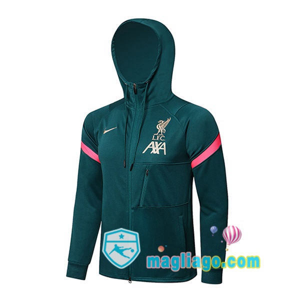 Magliago - Passione Maglie Thai Affidabili Basso Costo Online Shop | Giacca Con Cappuccio FC Liverpool Verde 2021/2022