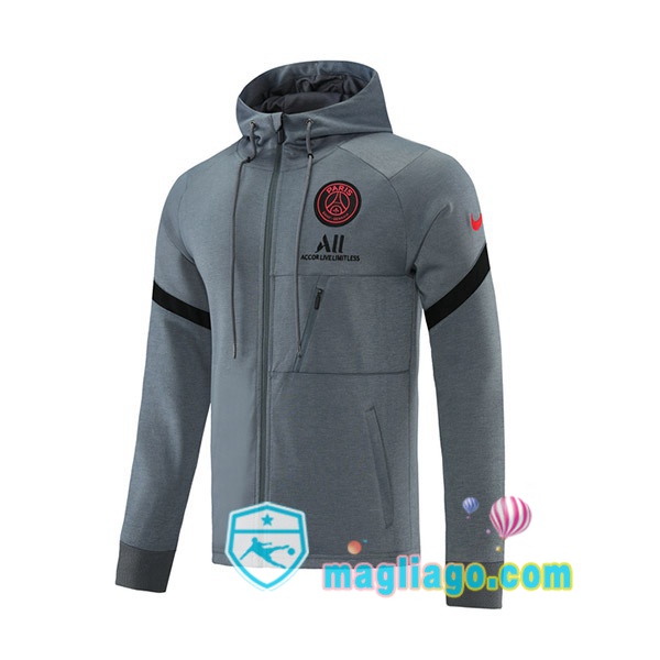 Magliago - Passione Maglie Thai Affidabili Basso Costo Online Shop | Giacca Con Cappuccio JORDAN Paris PSG Grigio 2021/2022