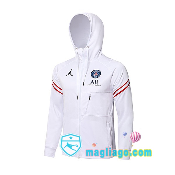 Magliago - Passione Maglie Thai Affidabili Basso Costo Online Shop | Giacca Con Cappuccio JORDAN Paris PSG Bianco 2021/2022