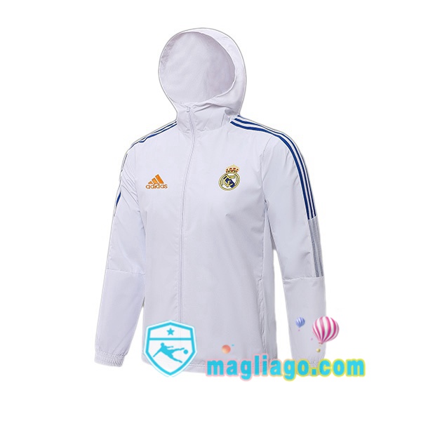 Magliago - Passione Maglie Thai Affidabili Basso Costo Online Shop | Giacca Con Cappuccio Real Madrid Bianco 2021/2022
