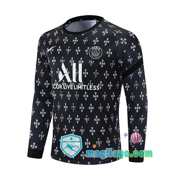 Magliago - Passione Maglie Thai Affidabili Basso Costo Online Shop | Felpa Calcio Paris PSG Nero Bianco 2021/2022