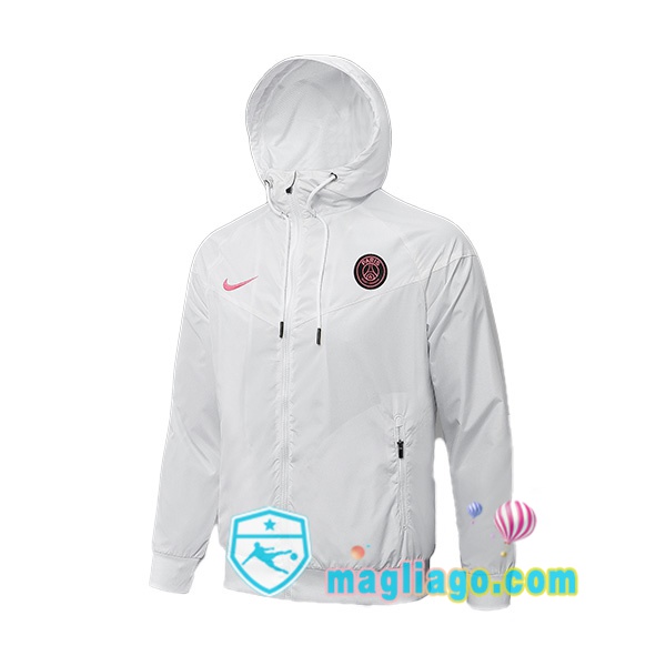 Magliago - Passione Maglie Thai Affidabili Basso Costo Online Shop | Giacca Con Cappuccio Paris PSG Bianco 2021/2022