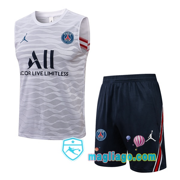 Magliago - Passione Maglie Thai Affidabili Basso Costo Online Shop | Gilet da Calcio Paris PSG Jordan + Shorts Bianco 2021/2022