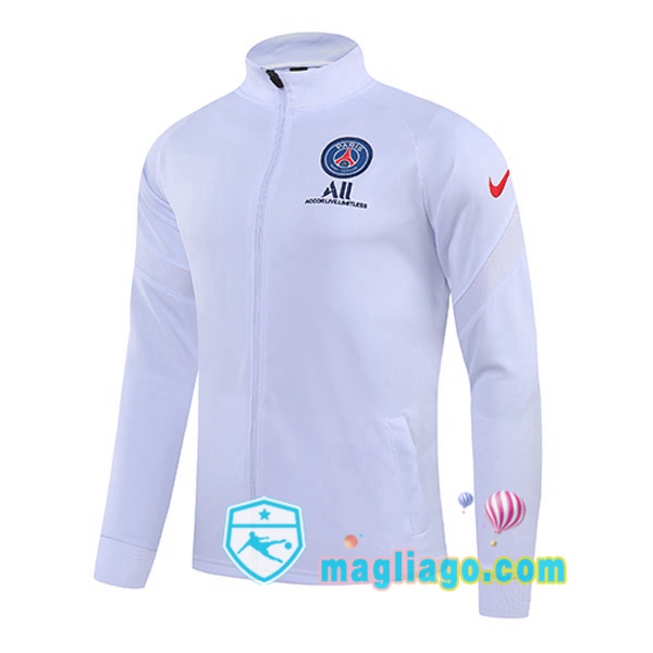 Magliago - Passione Maglie Thai Affidabili Basso Costo Online Shop | Giacca Calcio Paris PSG Bianco 2021/2022