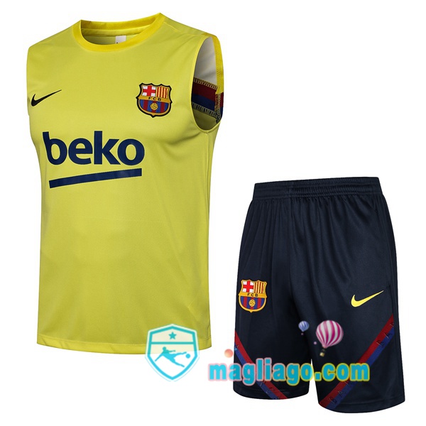 Magliago - Passione Maglie Thai Affidabili Basso Costo Online Shop | Gilet da Calcio FC Barcellona + Pantaloncini Giallo 2021/2022