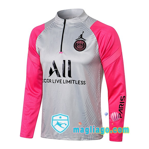 Magliago - Passione Maglie Thai Affidabili Basso Costo Online Shop | Felpa Calcio Paris PSG Jordan Grigio Rosa 2021/2022