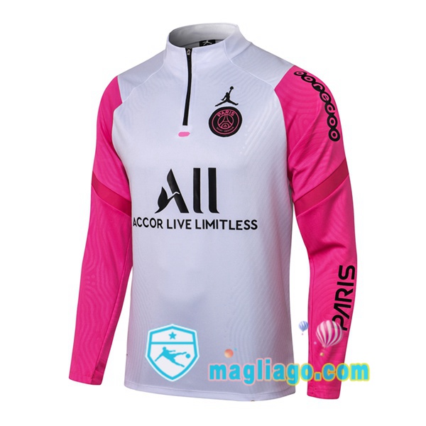Magliago - Passione Maglie Thai Affidabili Basso Costo Online Shop | Felpa Calcio Paris PSG Jordan Bianco Rosa 2021/2022
