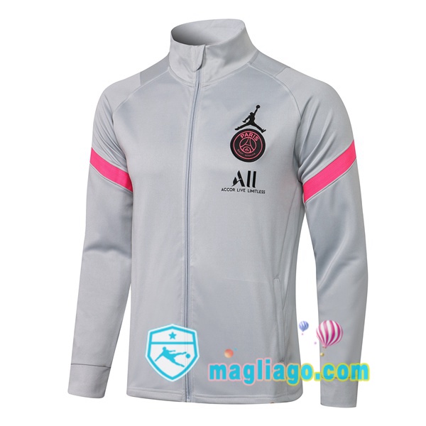 Magliago - Passione Maglie Thai Affidabili Basso Costo Online Shop | Giacca Calcio JORDAN Paris PSG Grigio Chiaro 2021/2022