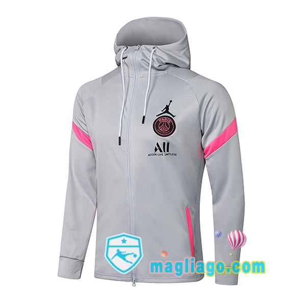 Magliago - Passione Maglie Thai Affidabili Basso Costo Online Shop | Giacca Con Cappuccio JORDAN Paris PSG Grigio Chiaro 2021/2022