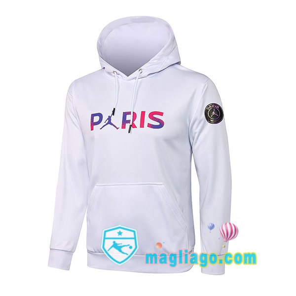 Magliago - Passione Maglie Thai Affidabili Basso Costo Online Shop | Giacca Con Cappuccio JORDAN Paris PSG Bianco Porpora 2021/2022