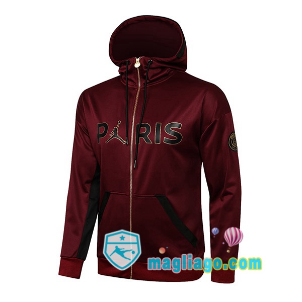 Magliago - Passione Maglie Thai Affidabili Basso Costo Online Shop | Giacca Con Cappuccio JORDAN Paris PSG Rosso 2021/2022