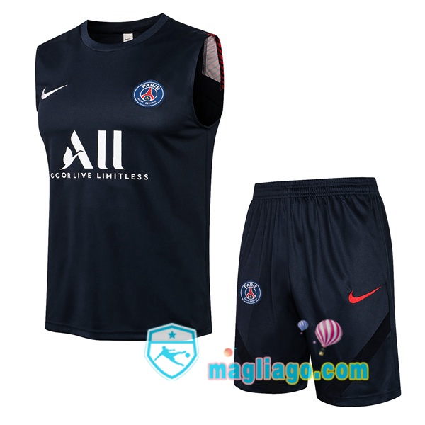 Magliago - Passione Maglie Thai Affidabili Basso Costo Online Shop | Gilet da Calcio Paris PSG + Pantaloncini Blu Royal 2021/2022