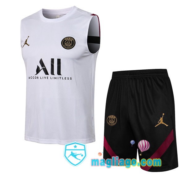 Magliago - Passione Maglie Thai Affidabili Basso Costo Online Shop | Gilet da Calcio Paris PSG Jordan + Pantaloncini Bianco 2021/2022